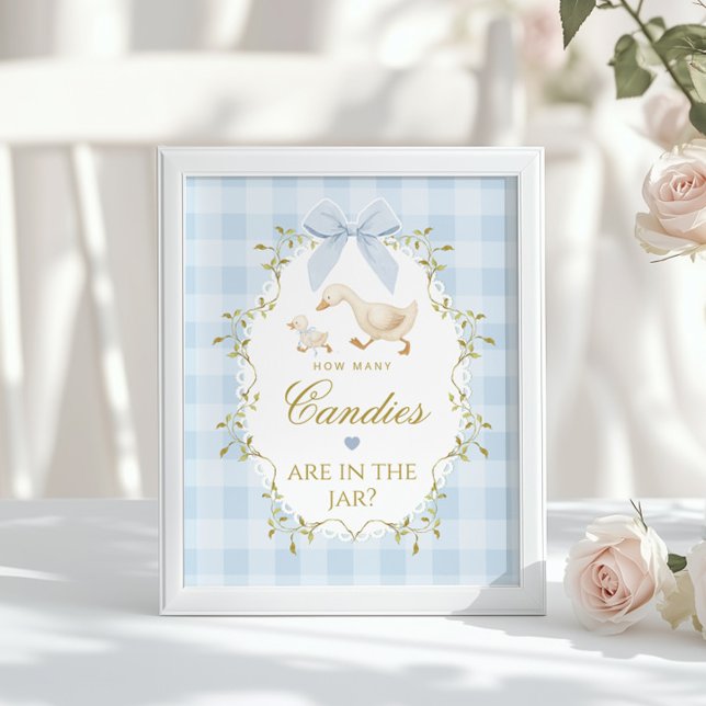 Dummer Goose Wie viele Bonbons Blaues Gingham Poster (Von Creator hochgeladen)