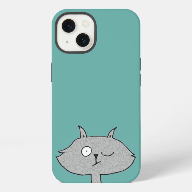 Dummer grauer Kater iPhone Hülle (Rückseite)