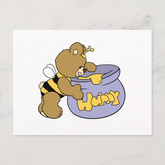Dummer Honigbiene Bär Postkarte (Vorderseite)