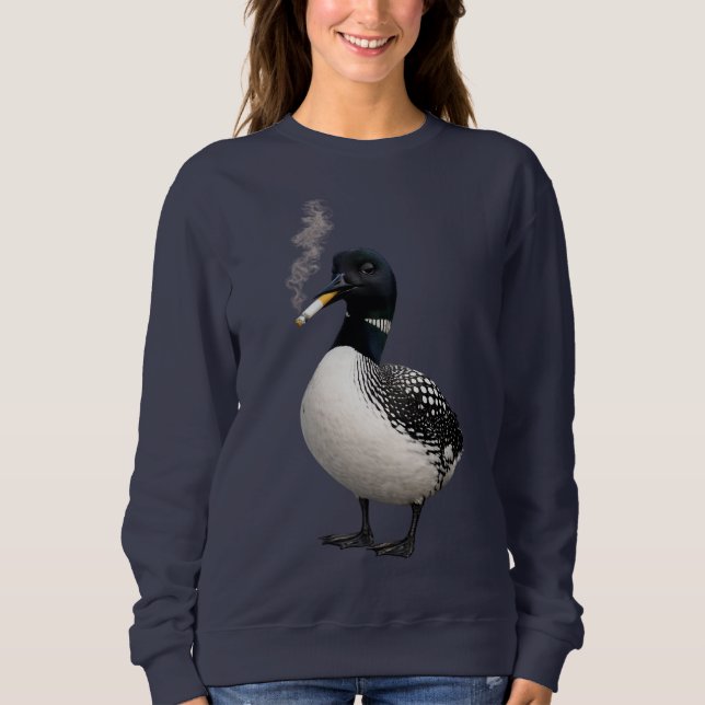 dummer kanadischer Wolf Vogel Eistaucher Smoking M Sweatshirt (Vorderseite)