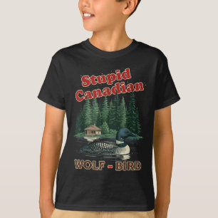 Dummer kanadischer Wolf Vogel erhitzter Loon Hocke T-Shirt
