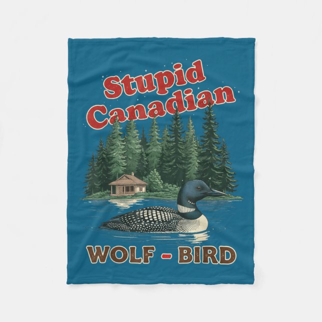 Dummer kanadischer Wolf Vogel erhitzter Loont Hock Fleecedecke (Vorderseite)