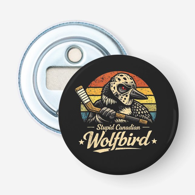Dummer kanadischer Wolf Vogel  Flaschenöffner (Vorderseite)