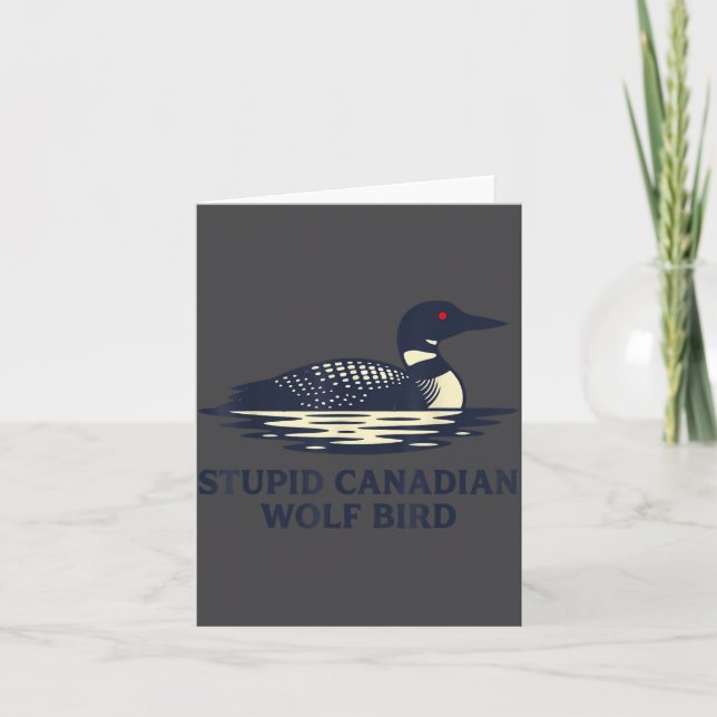Dummer Kanadischer Wolf Vogel Loon Illustration Karte (Vorderseite)