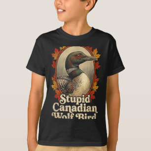 Dummer kanadischer Wolf Vogel Lustiger Retro-Scher T-Shirt