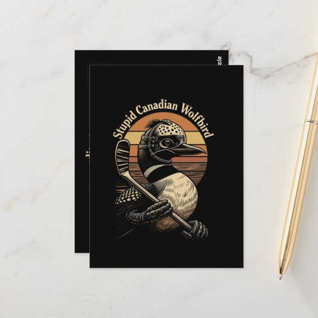 Dummer kanadischer Wolf Vogel Postkarte (Vorderseite/Rückseite Beispiel)