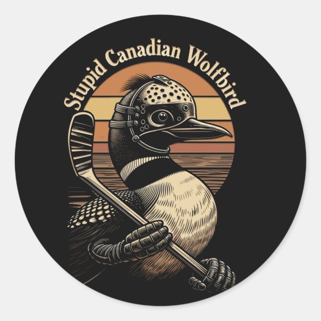 Dummer kanadischer Wolf Vogel Runder Aufkleber (Vorderseite)