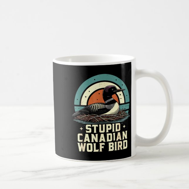Dummer kanadischer Wolf Vogel Vintage beheizter Ha Kaffeetasse (Rechts)