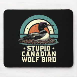 Dummer kanadischer Wolf Vogel Vintage beheizter Ha Mousepad