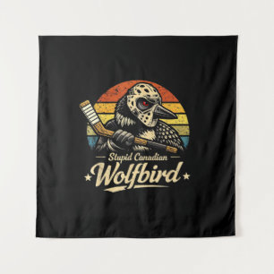 Dummer Kanadischer Wolf Vogel Wandteppich