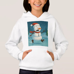 Dummer Schneemann beim Eislaufen am Heiligen Abend Hoodie