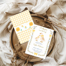Dummerchen-Baby-Party-Einladung | Gelb Gingha