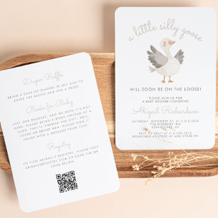 Dummerweise Gans Beige QR-Code Neutrale Babyparty Einladung