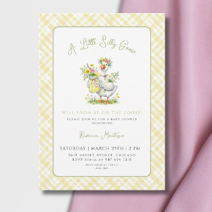 Dummerweise Gans-Blume Gelb Gingham-Baby-Party Einladung