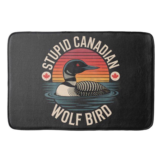 Dummes Kanadischer Wolf Vogel Loon Humor Badematte (Vorderseite)
