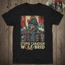 Dummes Kanadisches Wolf Vogel lustiges Hockey Humo T-Shirt