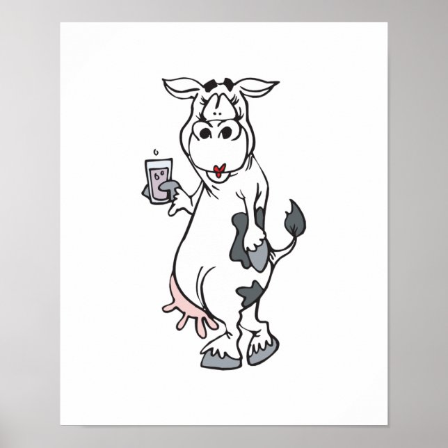 dummes Kuh trinkt Milch Poster (Vorne)