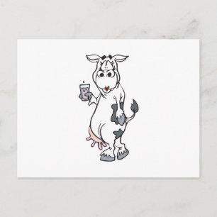 dummes Kuh trinkt Milch Postkarte