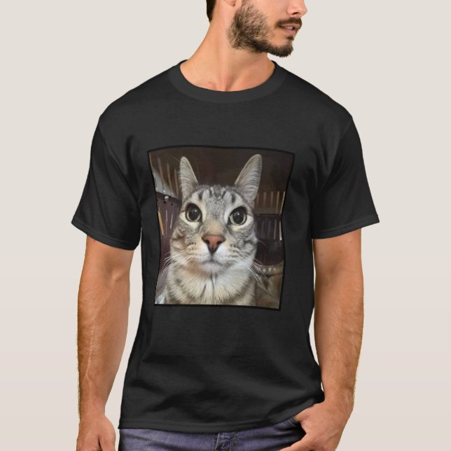 Dummes starrendes Katzen-Meme T-Shirt (Vorderseite)