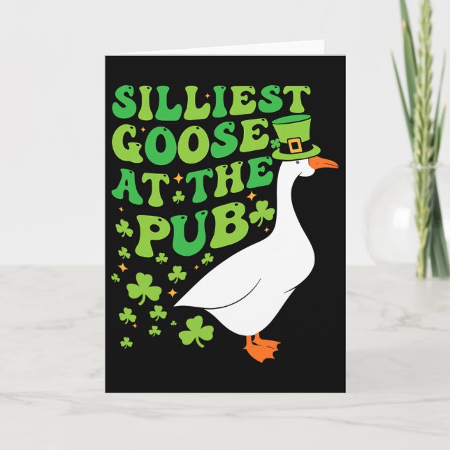 Dummste Gans im Pub Lustiger Shamrock St. Patrick Karte (Vorderseite)