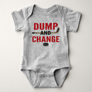 Dump and Change Hockey Baby Bodysuit Red Sticks Baby Strampler