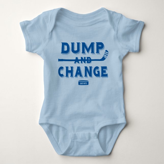 Dump and Change Hockey Baby Bodysuit Royal Blue Baby Strampler (Vorderseite)
