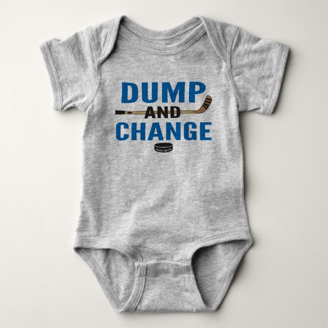 Dump and Change Hockey Baby Bodysuit Royal Blue Strampler (Vorderseite)