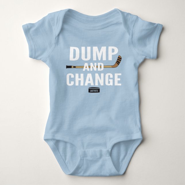Dump and Change Hockey Baby Boy Blue Jersey Baby Strampler (Vorderseite)