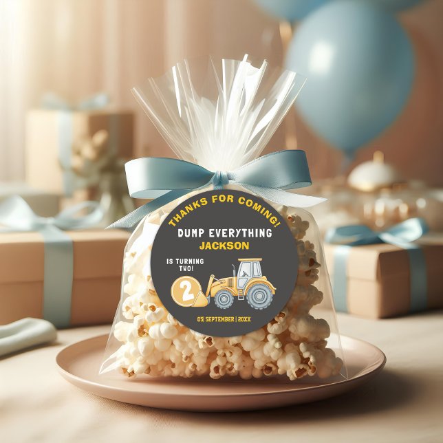 "DUMP EVERYTHING! Construction Birthday 2 Runder Aufkleber (Von Creator hochgeladen)