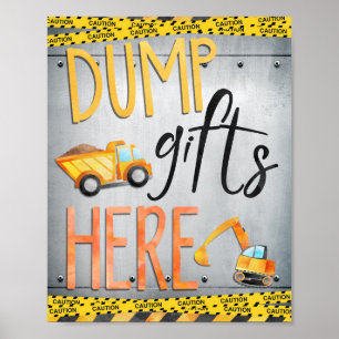 Dump Geschenke Here Sign Dekor des Party im Bauw Poster