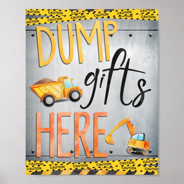Dump Geschenke Here Sign | Dekor des Party im Bauw Poster (Vorne)