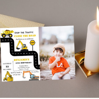 Dump LKW Bau Thema Geburtstag Einladung