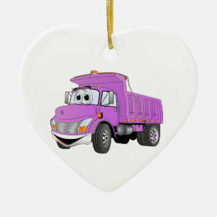Dump Truck 2 Axel Lila Cartoon Keramik Ornament
