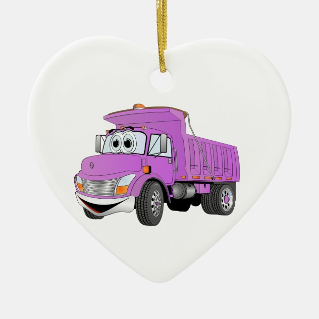 Dump Truck 2 Axel Lila Cartoon Keramik Ornament (Vorne)