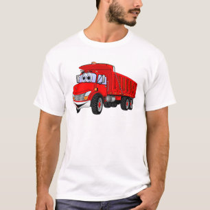 Dump Truck 3 Axel Red Cartoon T-Shirt