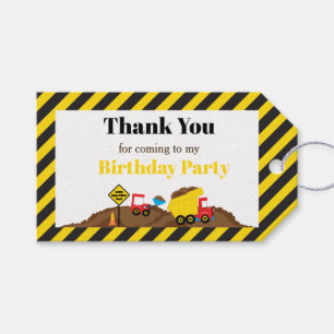 Dump Truck and Digger Gift Bag Tag Geschenkanhänger