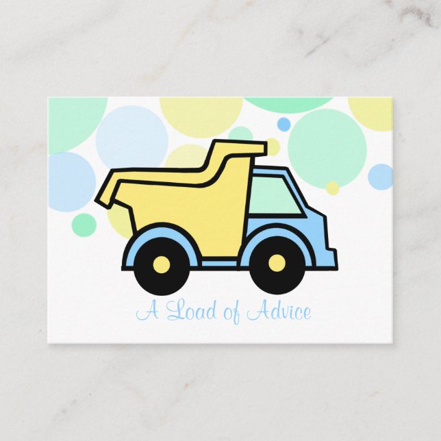 Dump Truck Baby Shower Advisor Cards Hinweiskarte (Vorderseite)