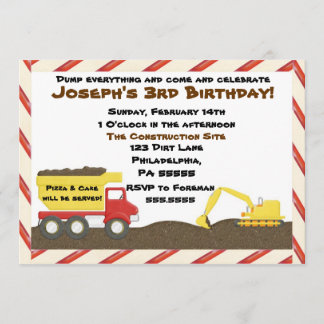 Dump Truck Birthday Einladung