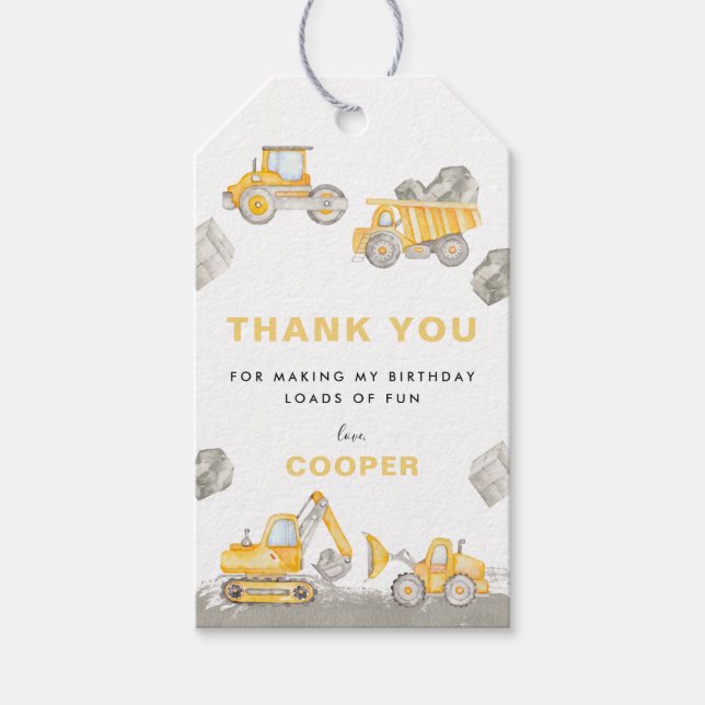 Dump Truck Boy Construction Truck Birthday Thank  Geschenkanhänger (Vorderseite)