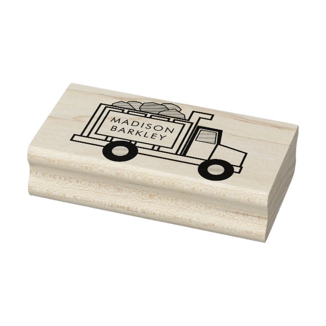 Dump Truck Boys Niedlicher Name des Kindes Gummistempel (Stempel)