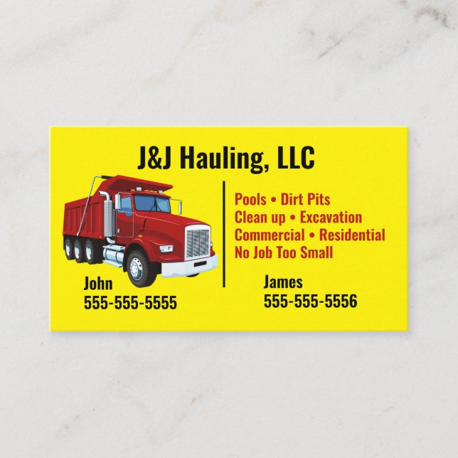 Dump Truck Business Card  Visitenkarte (Vorderseite)