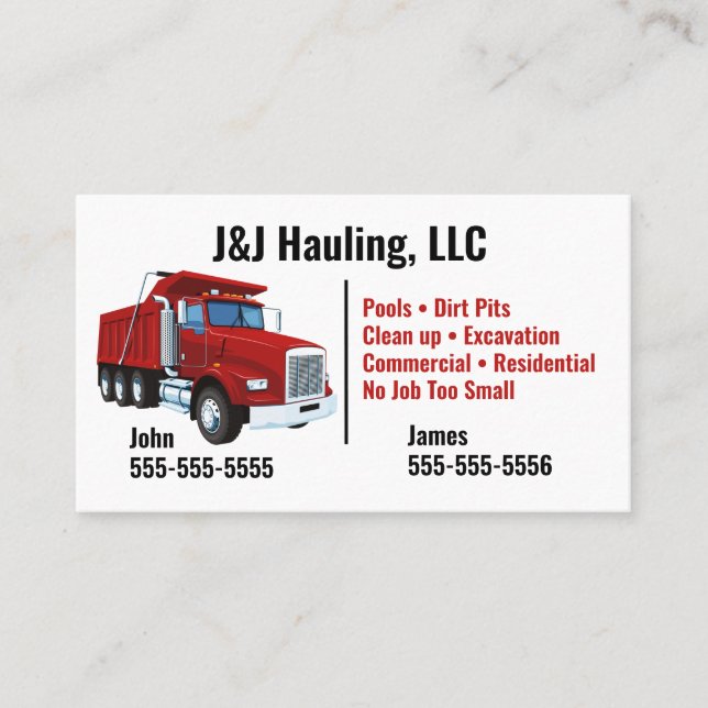 Dump Truck Business Card Visitenkarte (Vorderseite)