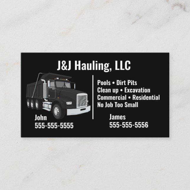 Dump Truck Business Card Visitenkarte (Vorderseite)