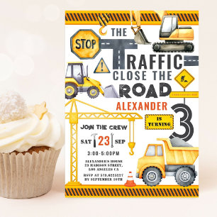 Dump Truck Construction 3. Geburtstag Party Einlad Einladung