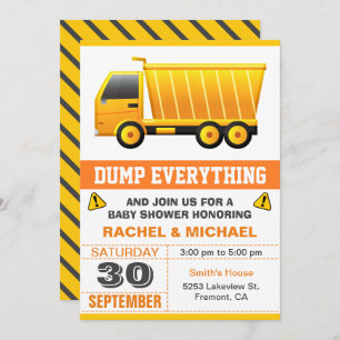 Dump Truck Construction Baby Dusche Einladung