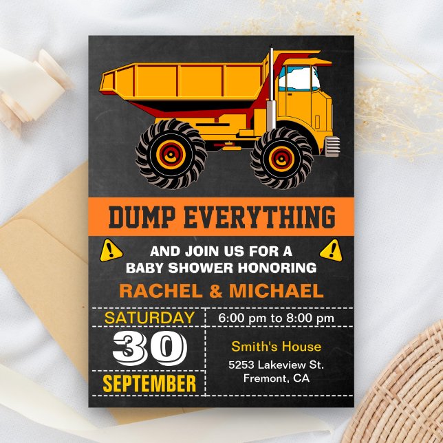 Dump Truck Construction Baby Dusche Einladung (Von Creator hochgeladen)
