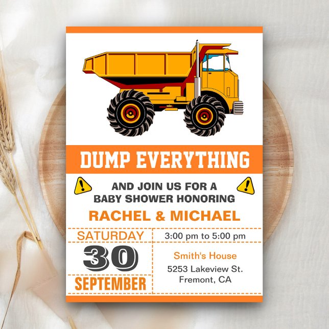 Dump Truck Construction Baby Dusche Einladung (Von Creator hochgeladen)