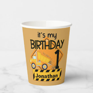 Dump Truck Construction Birthday Cups Pappbecher
