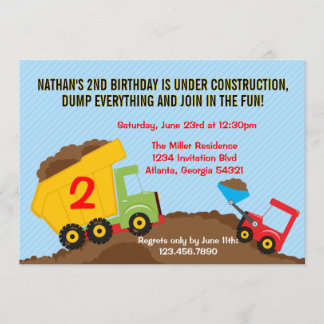 Dump Truck Construction Boy Geburtstagsparty Einladung