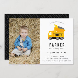 Dump Truck Construction Theme Foto Geburtstag Einladung